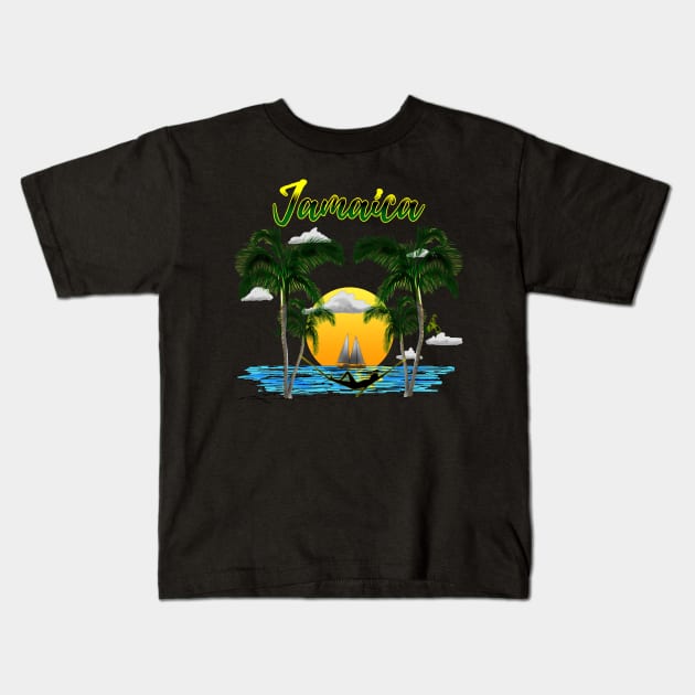 Jamaica Island Vacation Kids T-Shirt by macdonaldcreativestudios